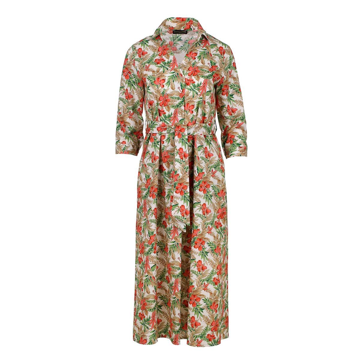 Bedrucktes Midi-Hemdblusenkleid aus Popeline