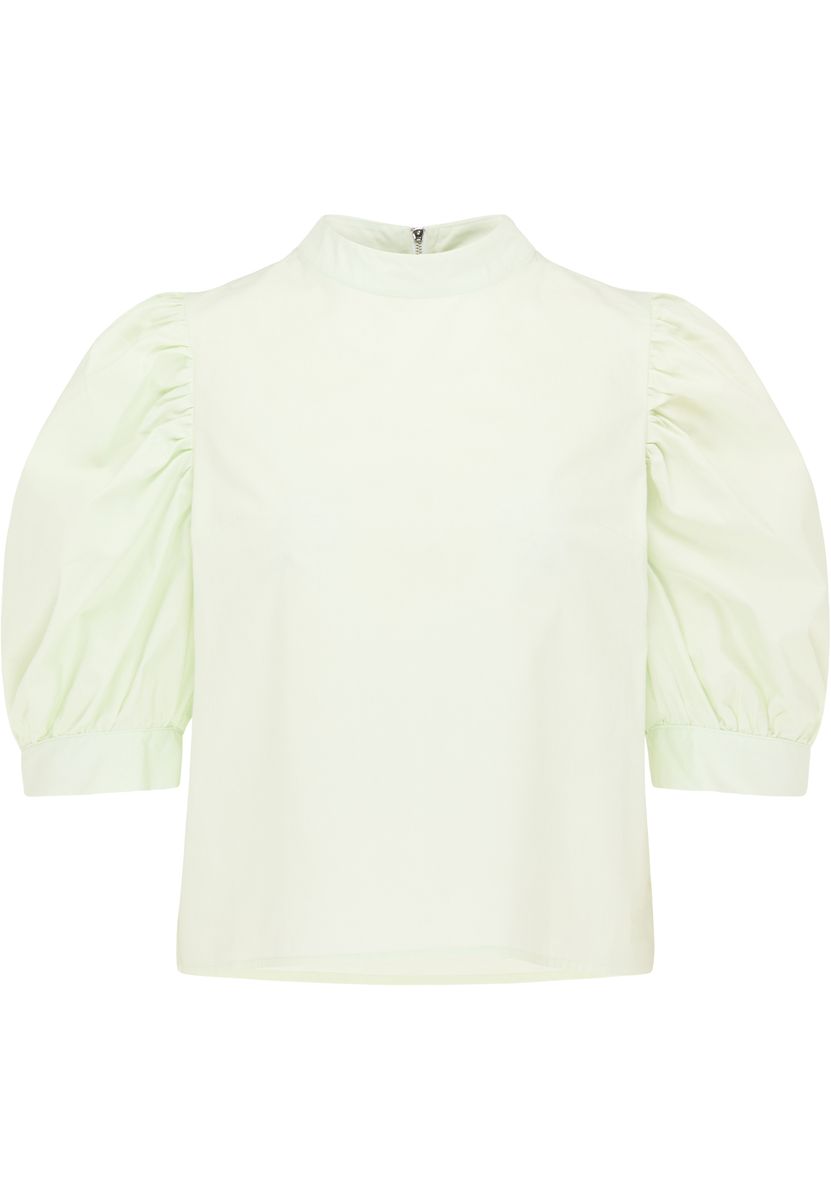 Hochgeschlossene Puffärmel-Bluse aus Baumwolle