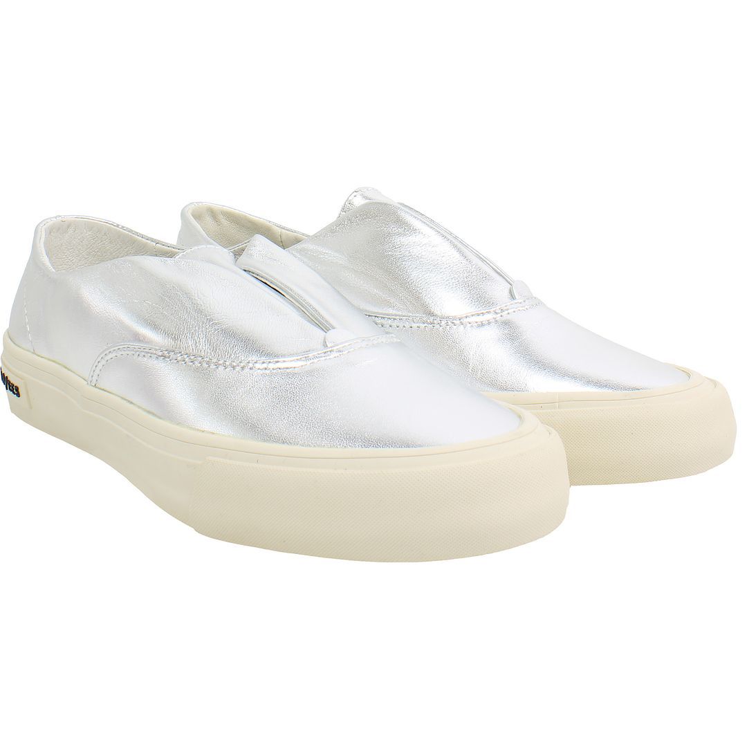 Plateau-Slipper aus Metallic-Leder