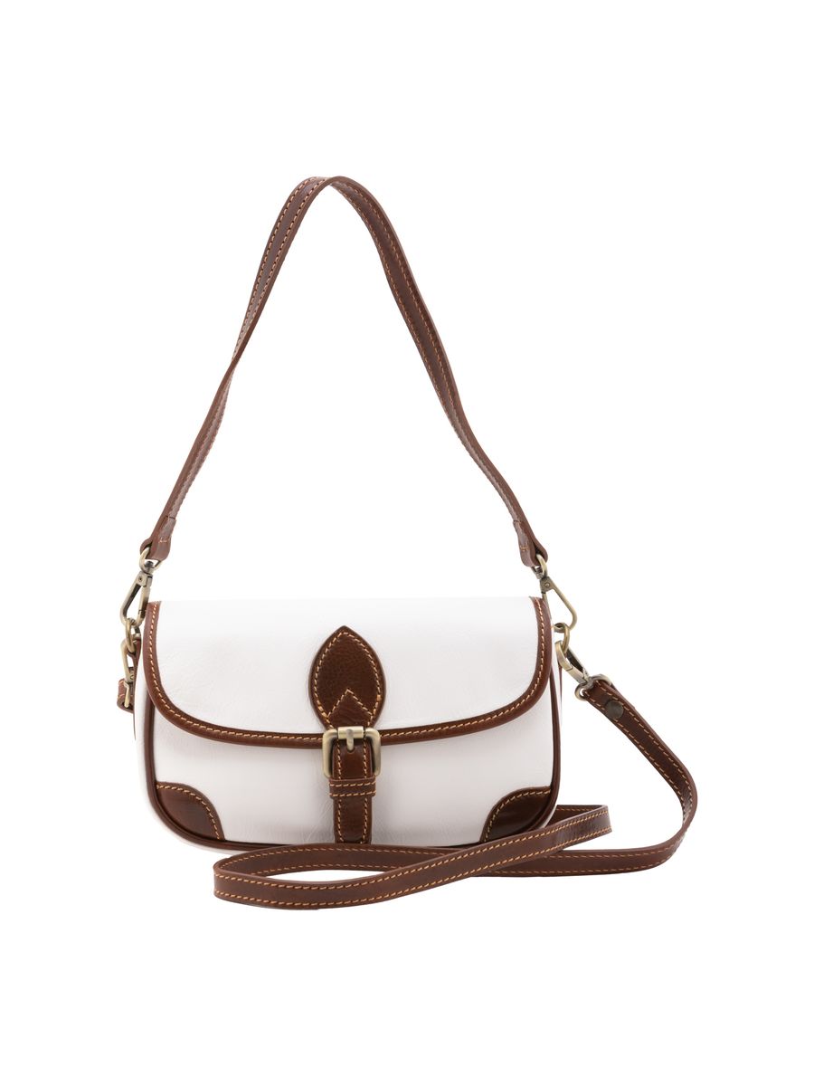 Zweifarbige Satteltasche aus Leder