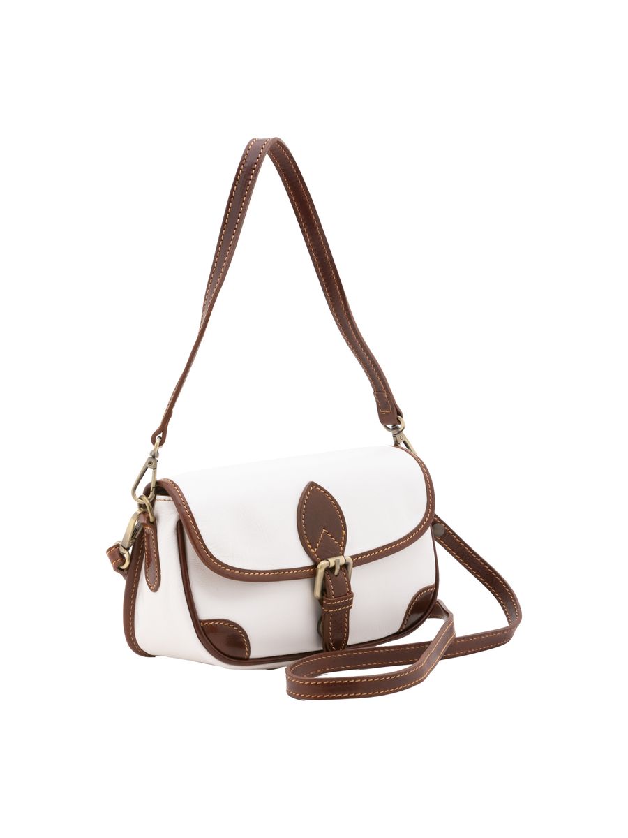 Zweifarbige Satteltasche aus Leder