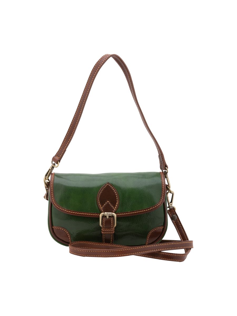 Zweifarbige Satteltasche aus Leder