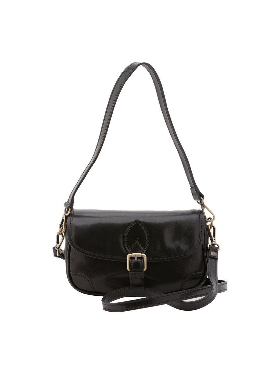 Zweifarbige Satteltasche aus Leder