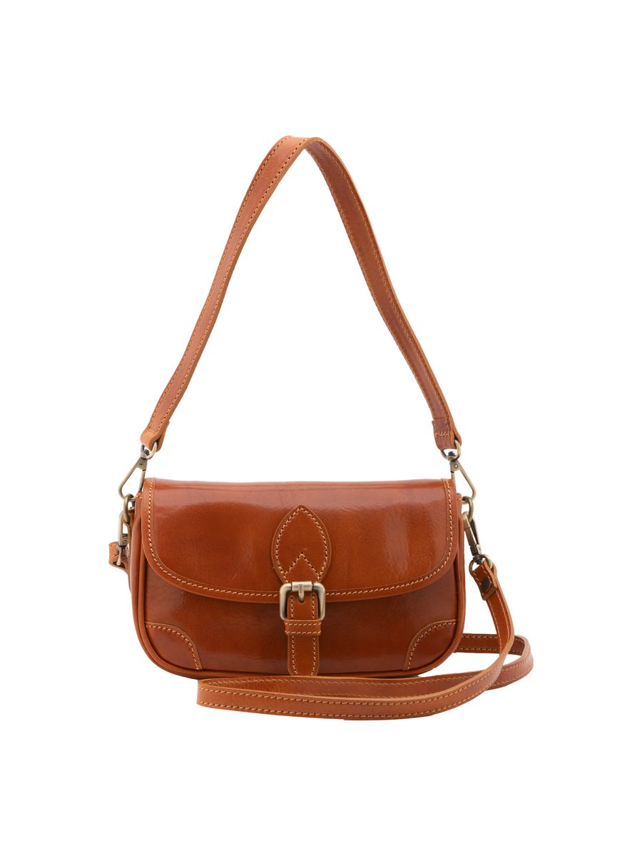 Zweifarbige Satteltasche aus Leder