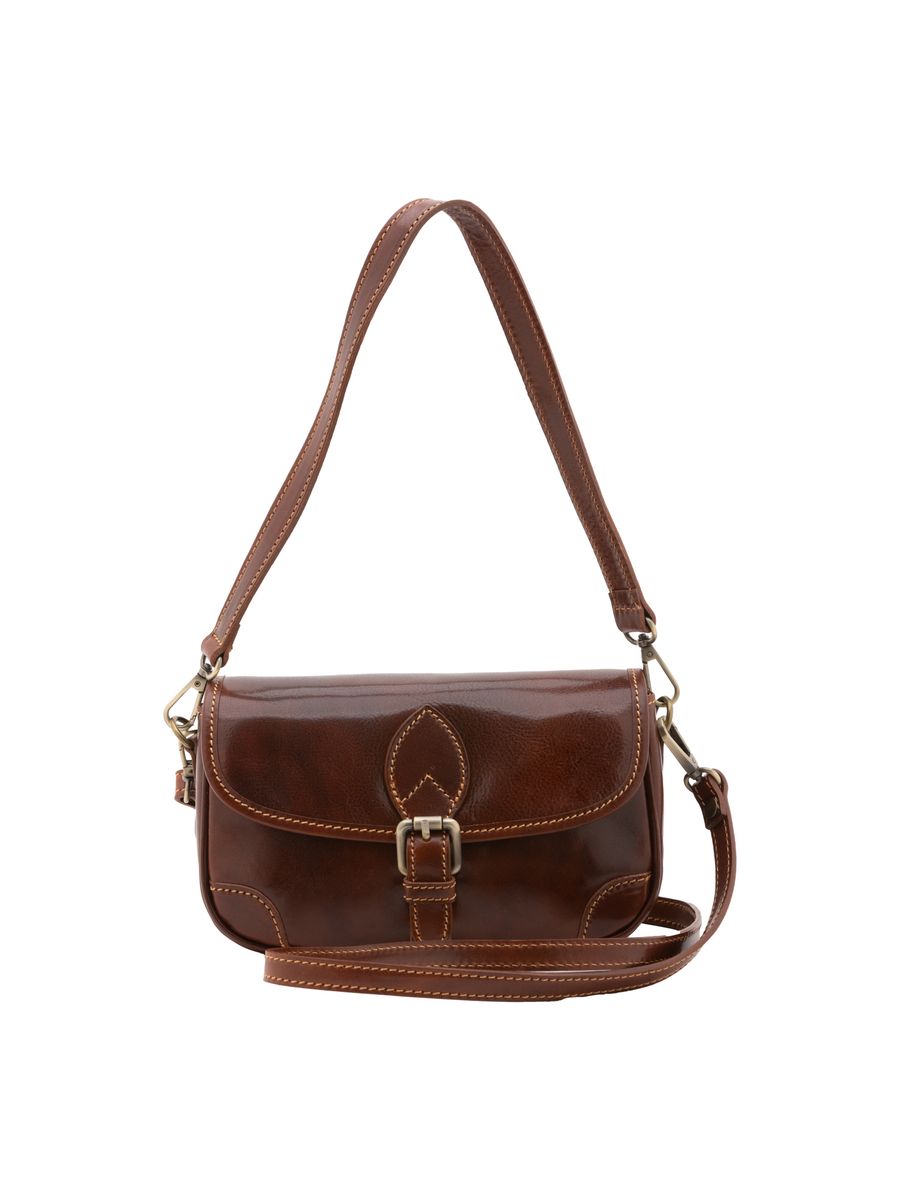 Zweifarbige Satteltasche aus Leder