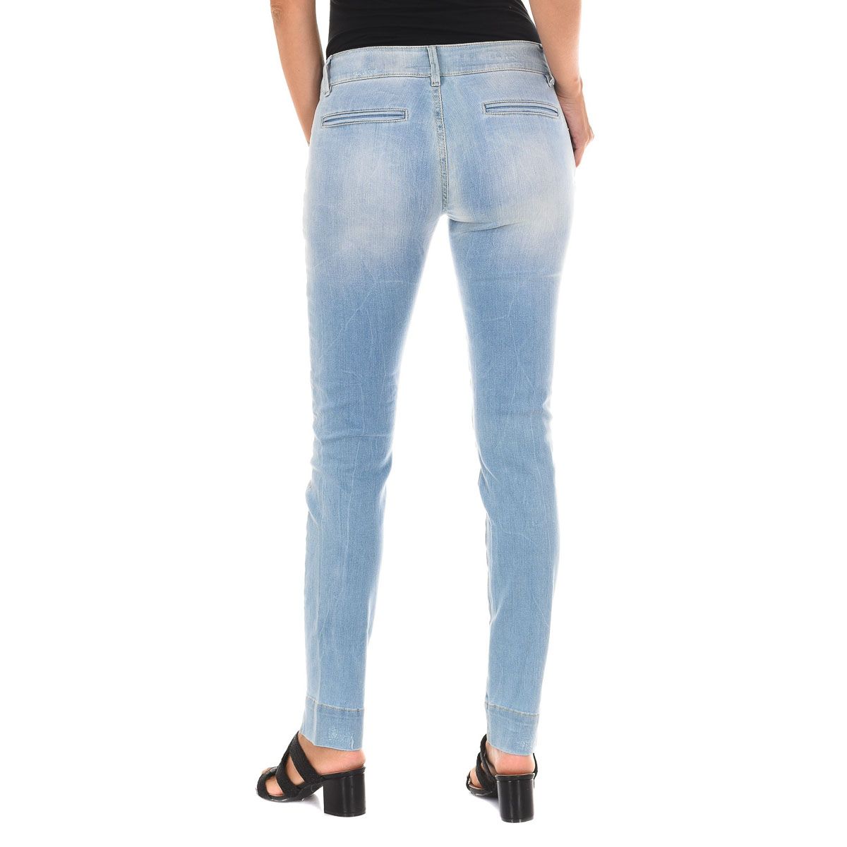 Slim-Fit-Jeans mit Used-Effekt und Saumschlitzen