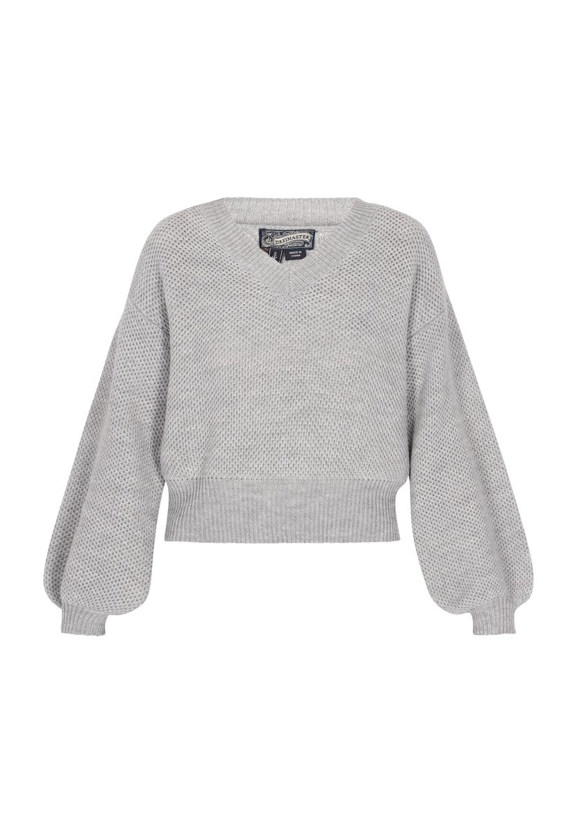 Strukturierter V-Ausschnitt Strickpullover