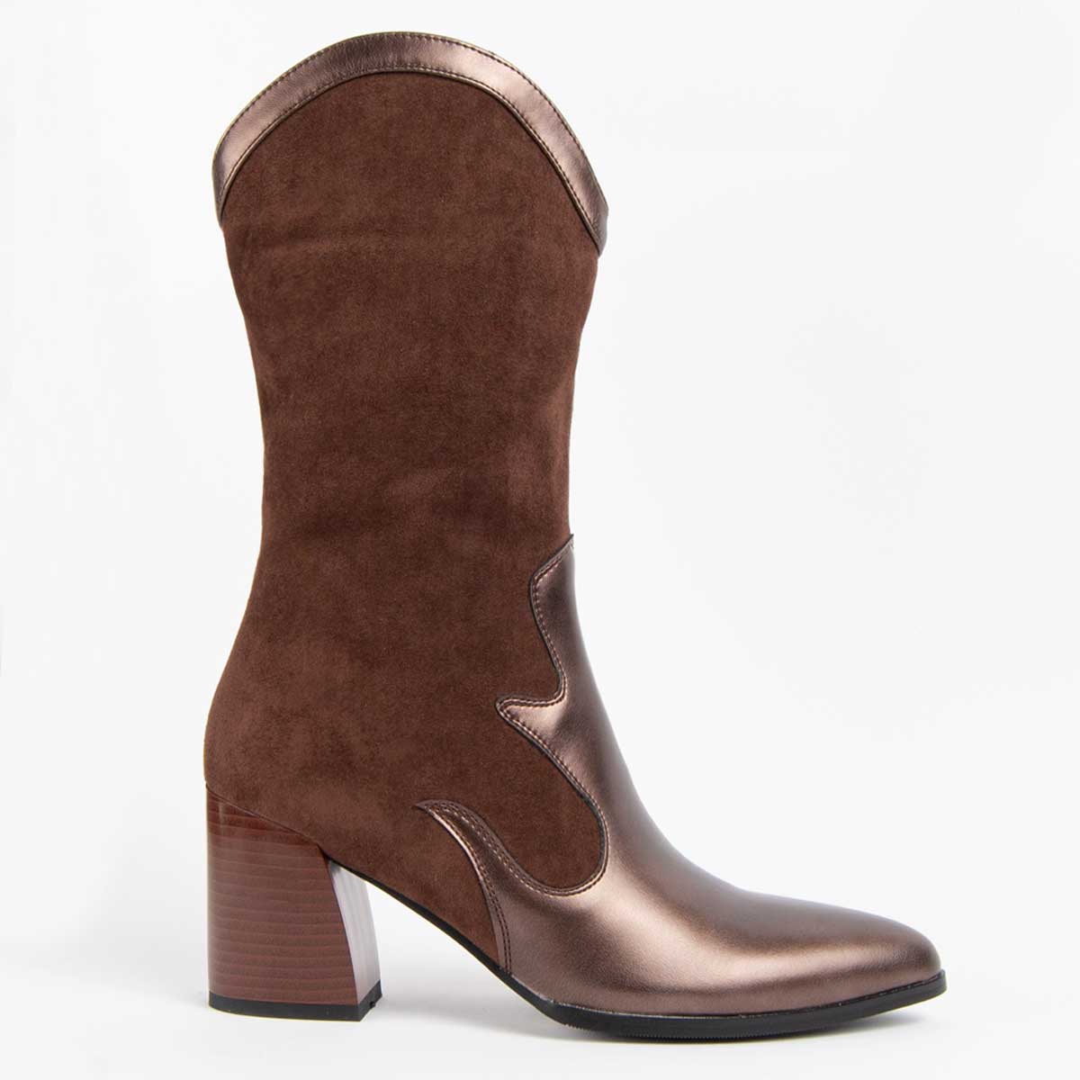Westernstiefel aus Wildleder und Metallic
