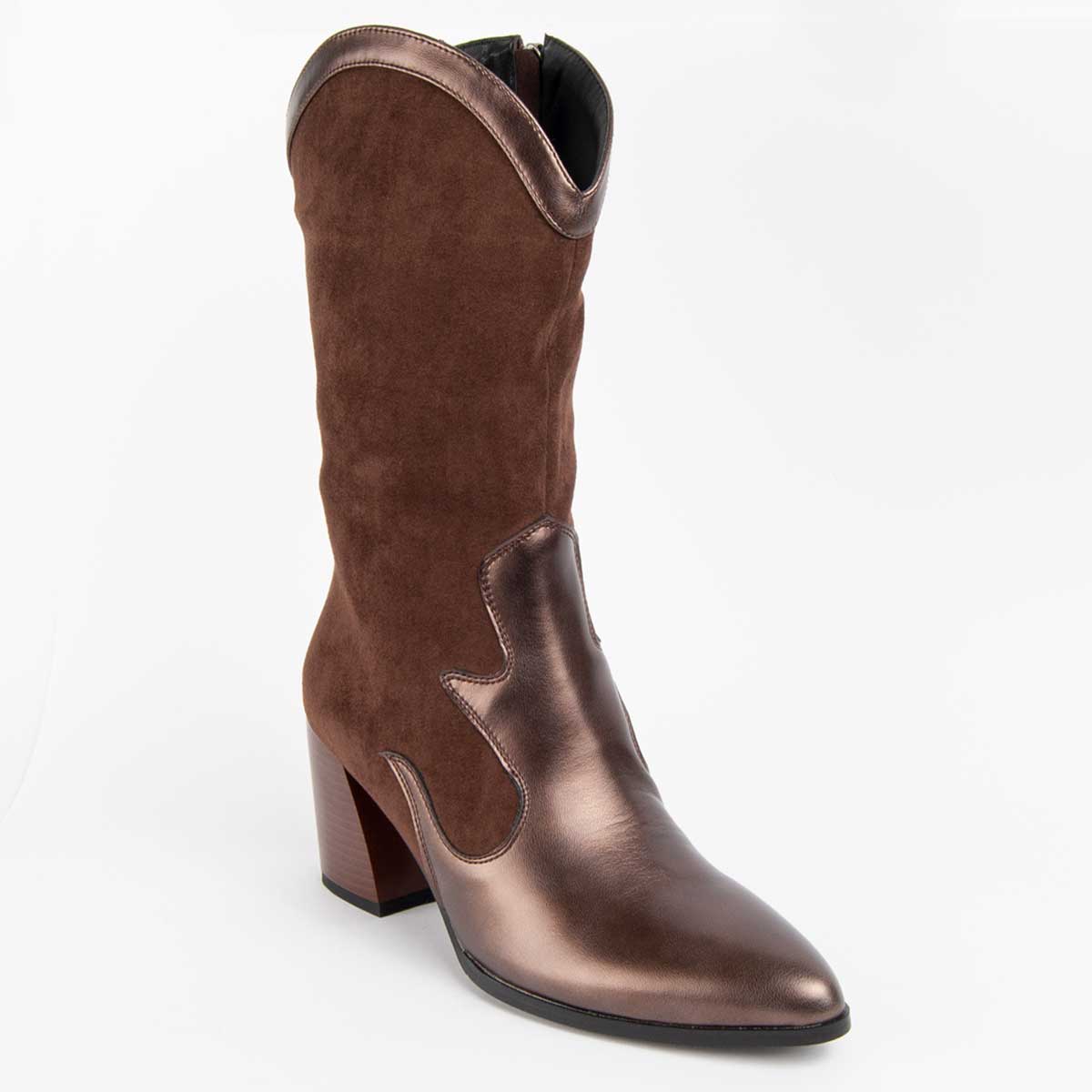 Westernstiefel aus Wildleder und Metallic