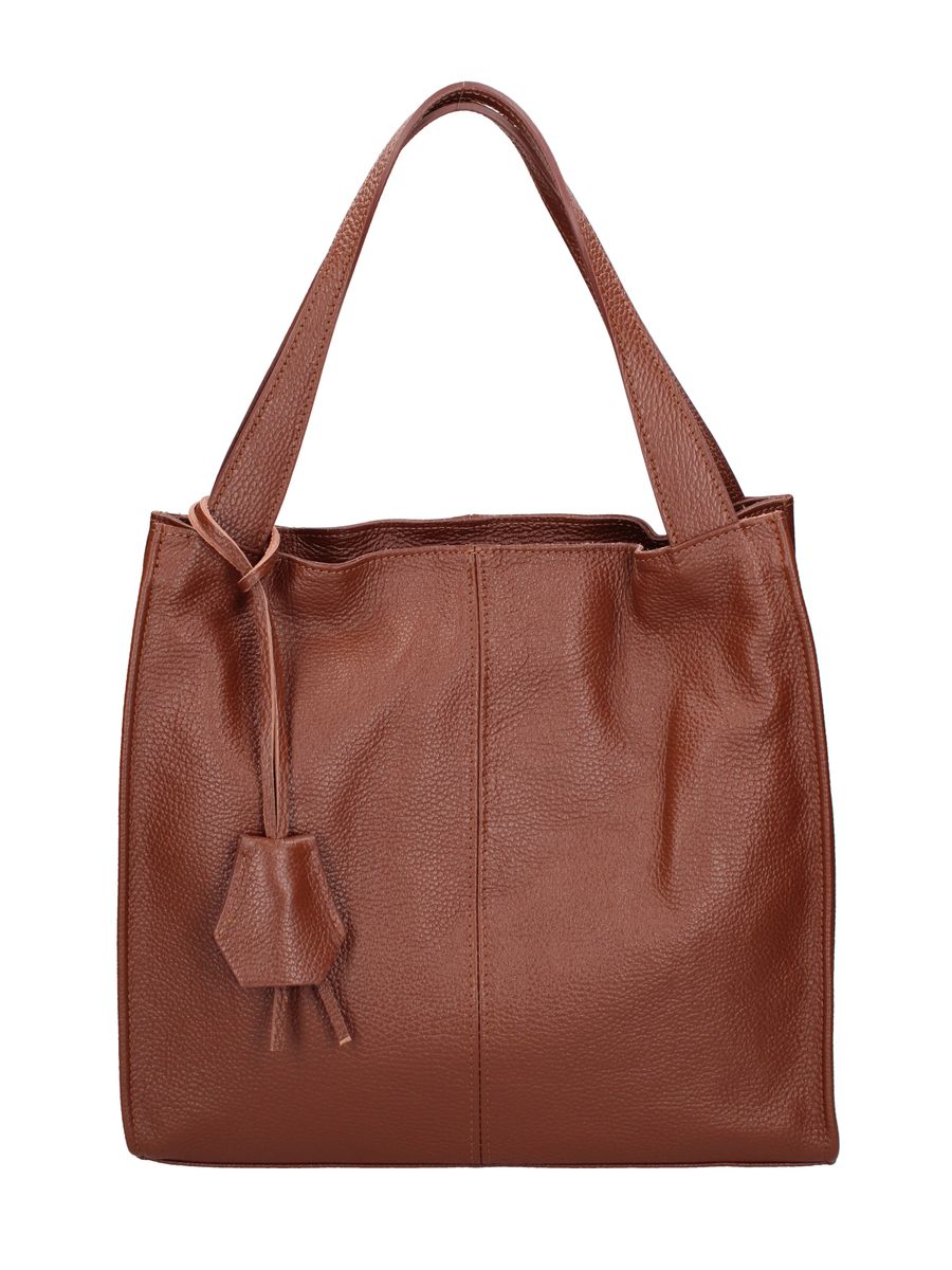 Große Schultertasche aus genarbtem Leder