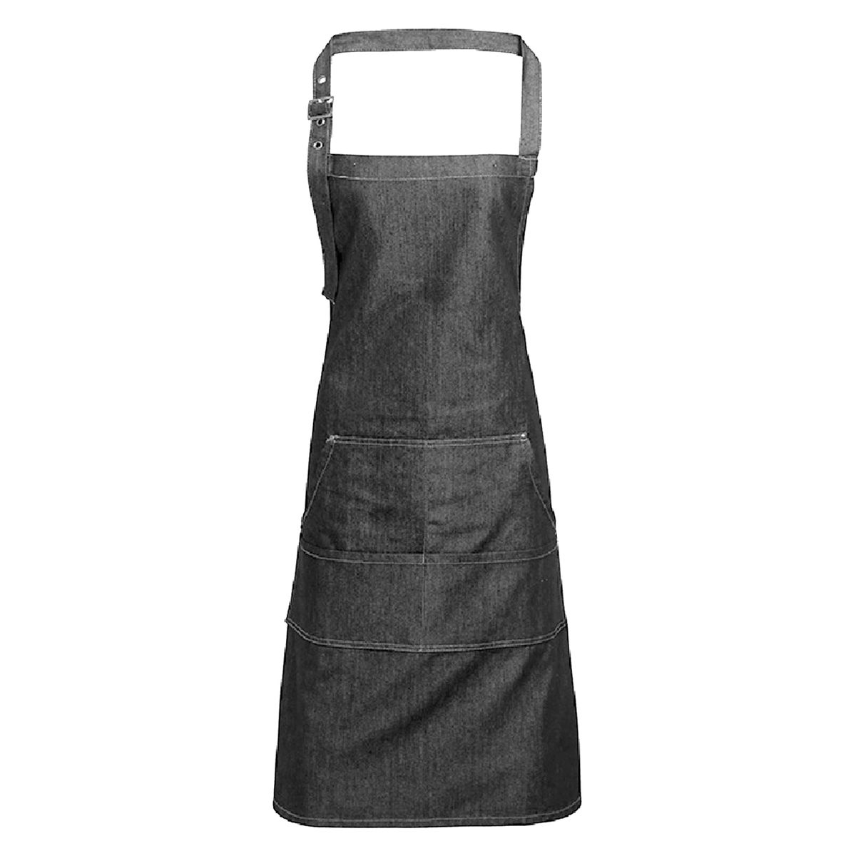 Denim-Latzschürze mit Kontrastnähten