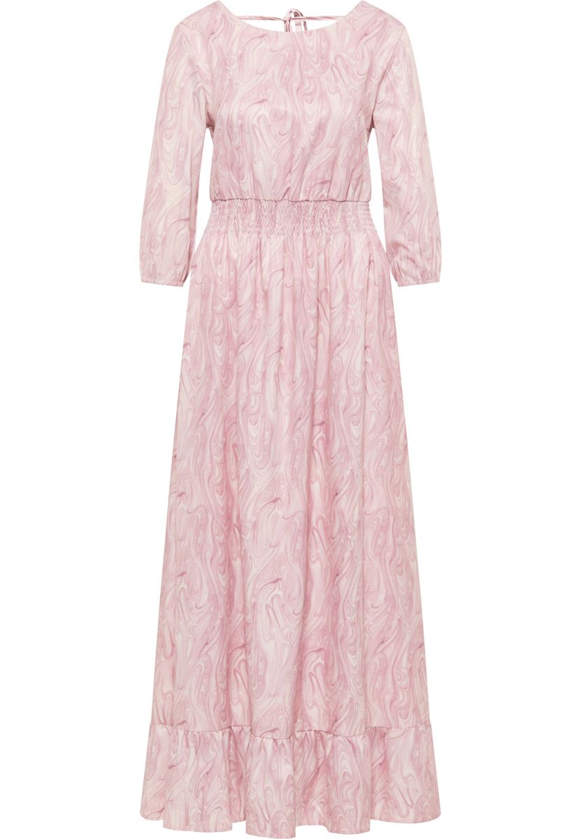 Maxikleid mit Wirbelmuster und Smok-Taille