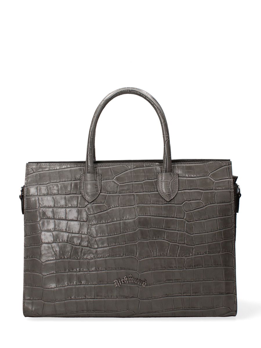 Strukturierte Ledertasche mit Kroko-Prägung