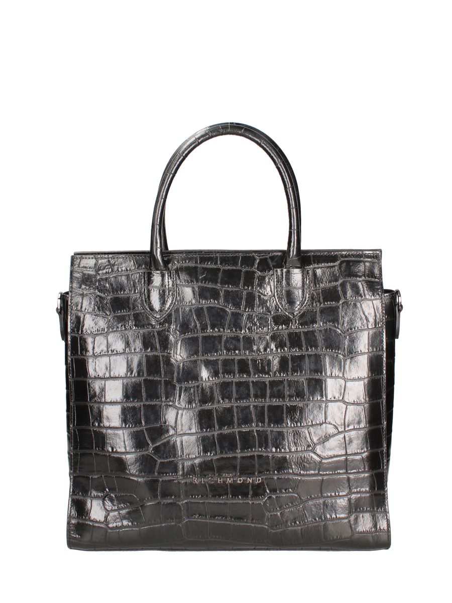 Strukturierte Ledertasche mit Kroko-Prägung