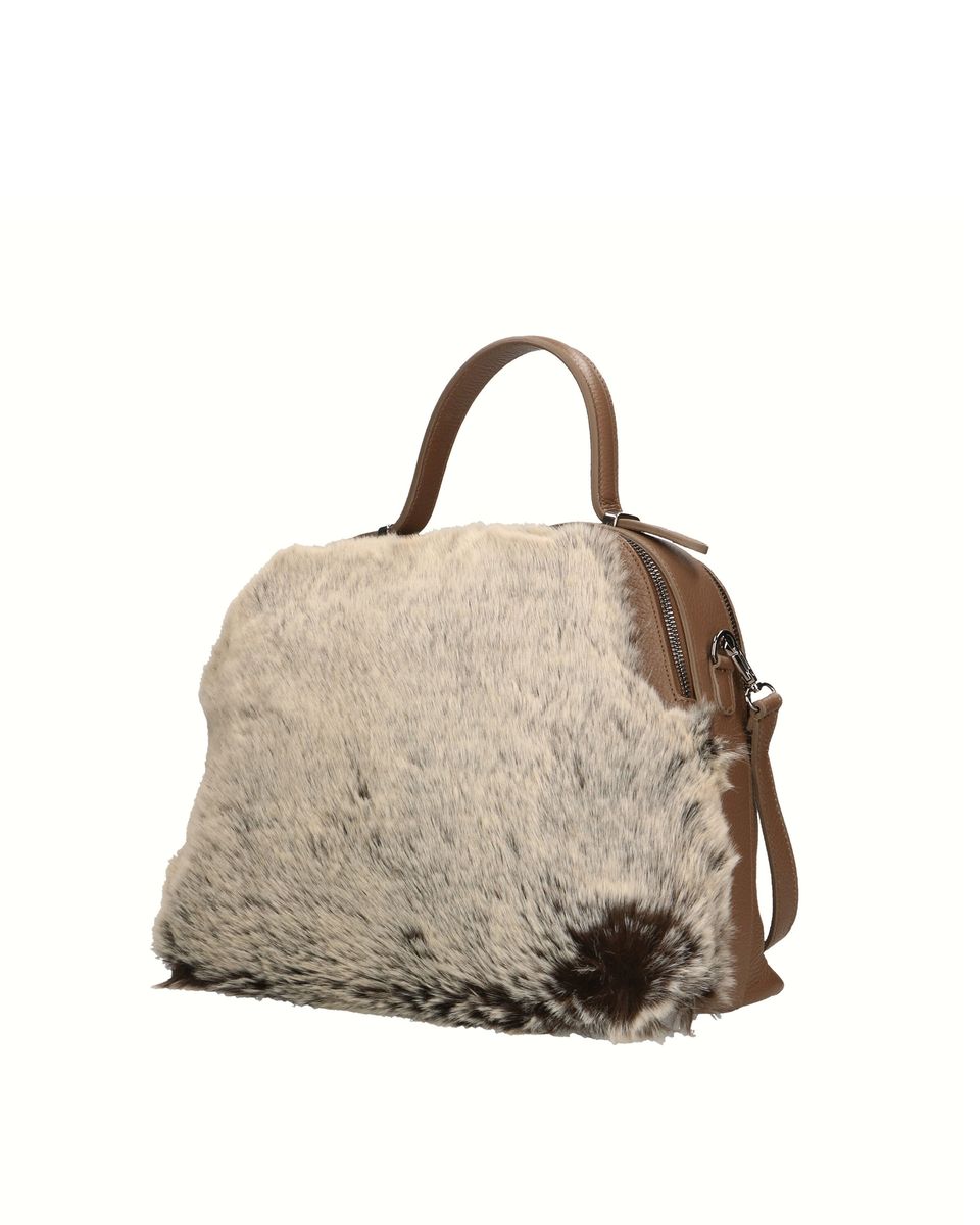 Henkeltasche mit Kunstfell-Besatz