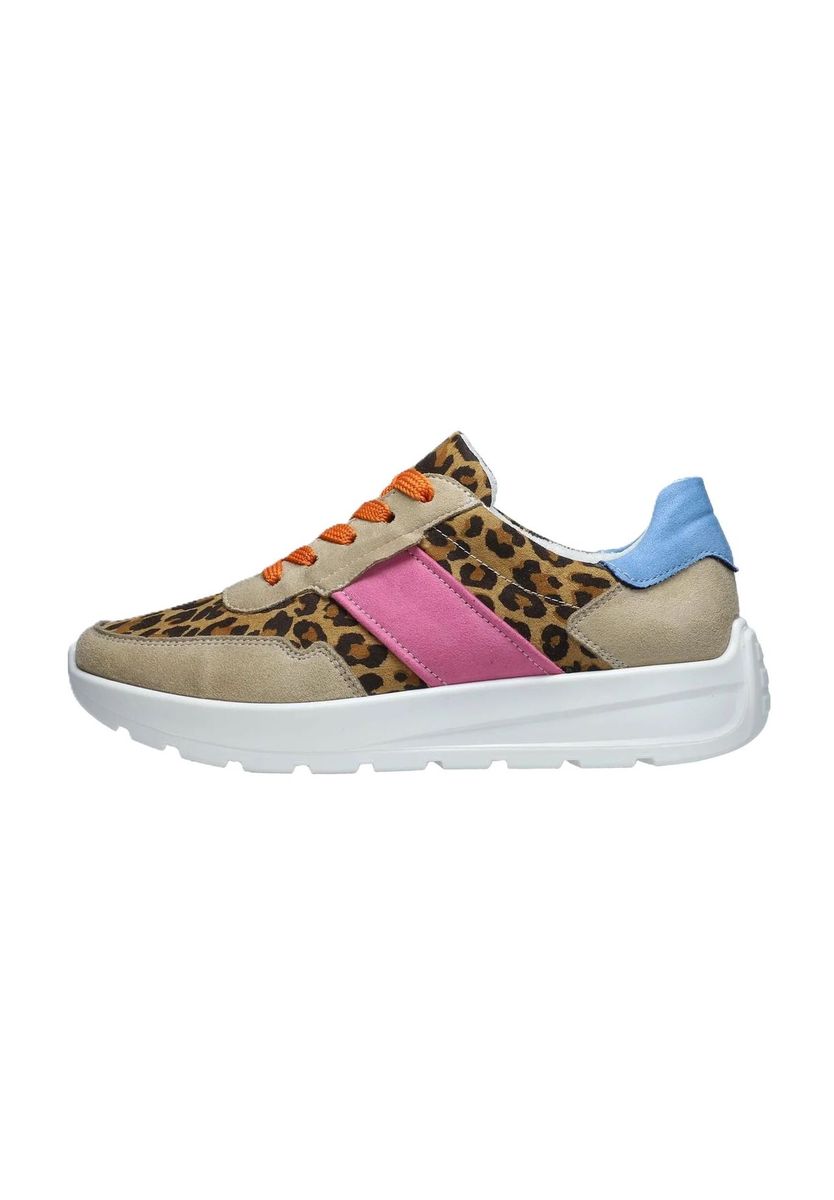 Sneaker mit Tiermuster-Materialmix