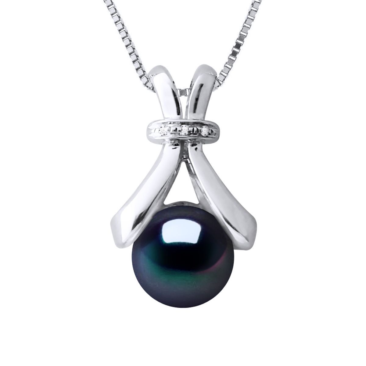 Eleganter Goldanhänger mit schwarzer Perle