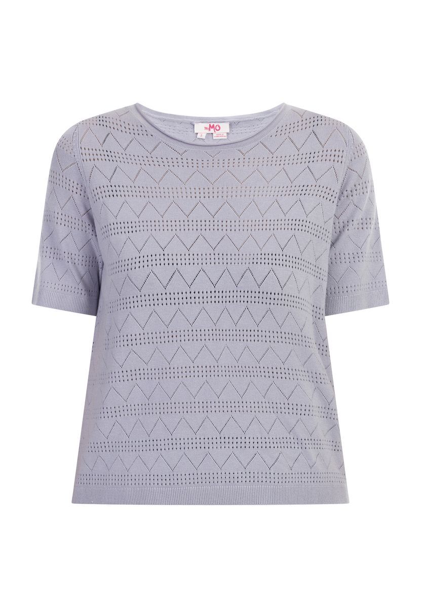 Kurzarm-Stricktop mit Zickzack-Lochmuster