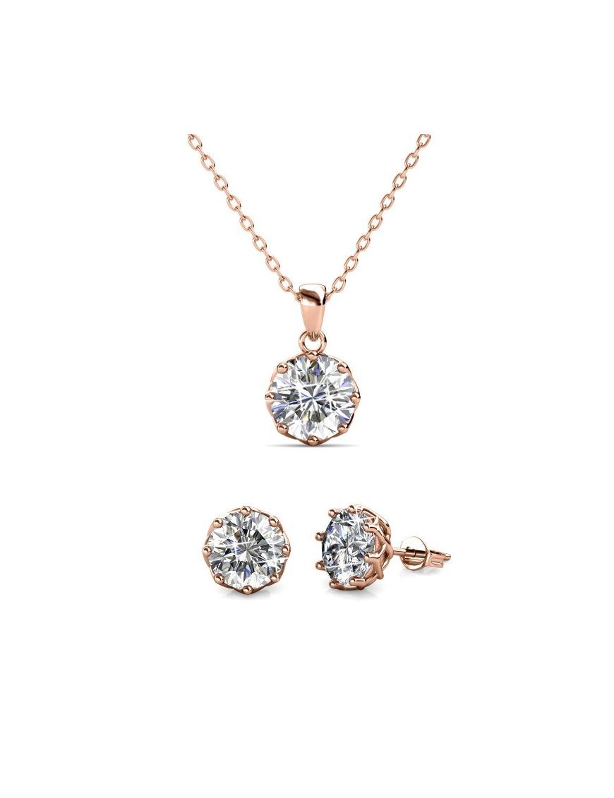 Roségold-Set mit runden Kristallen