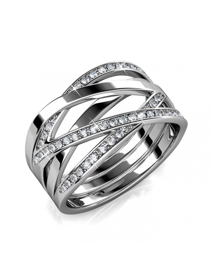 Funkelnder Mehrreihiger Ring mit Kristallen