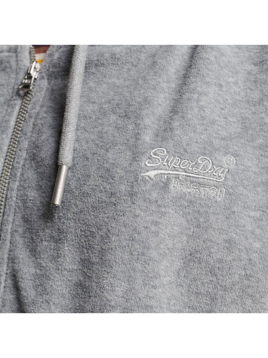 Velours-Kapuzenjacke mit Reißverschluss