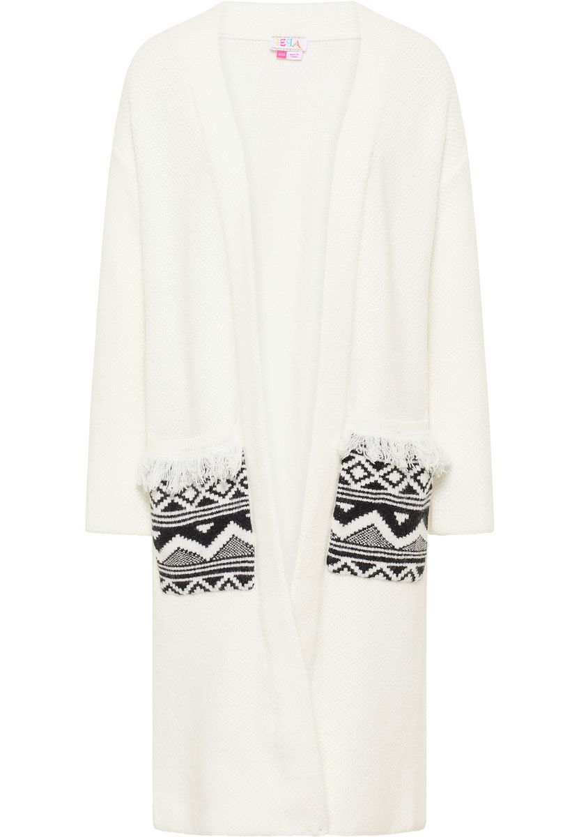 Langer offener Cardigan mit Ethno-Muster