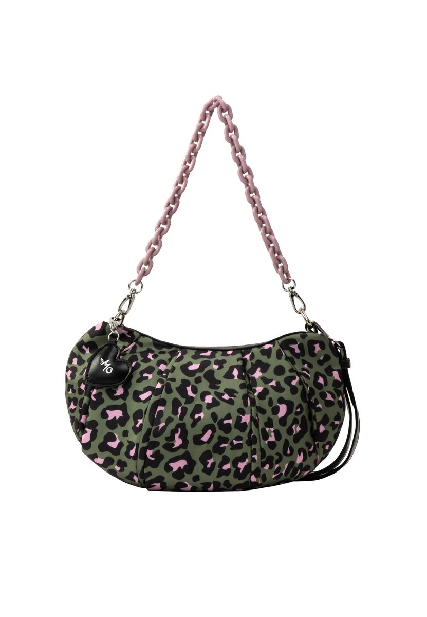 Schultertasche mit Leopardenmuster in Halbmondform
