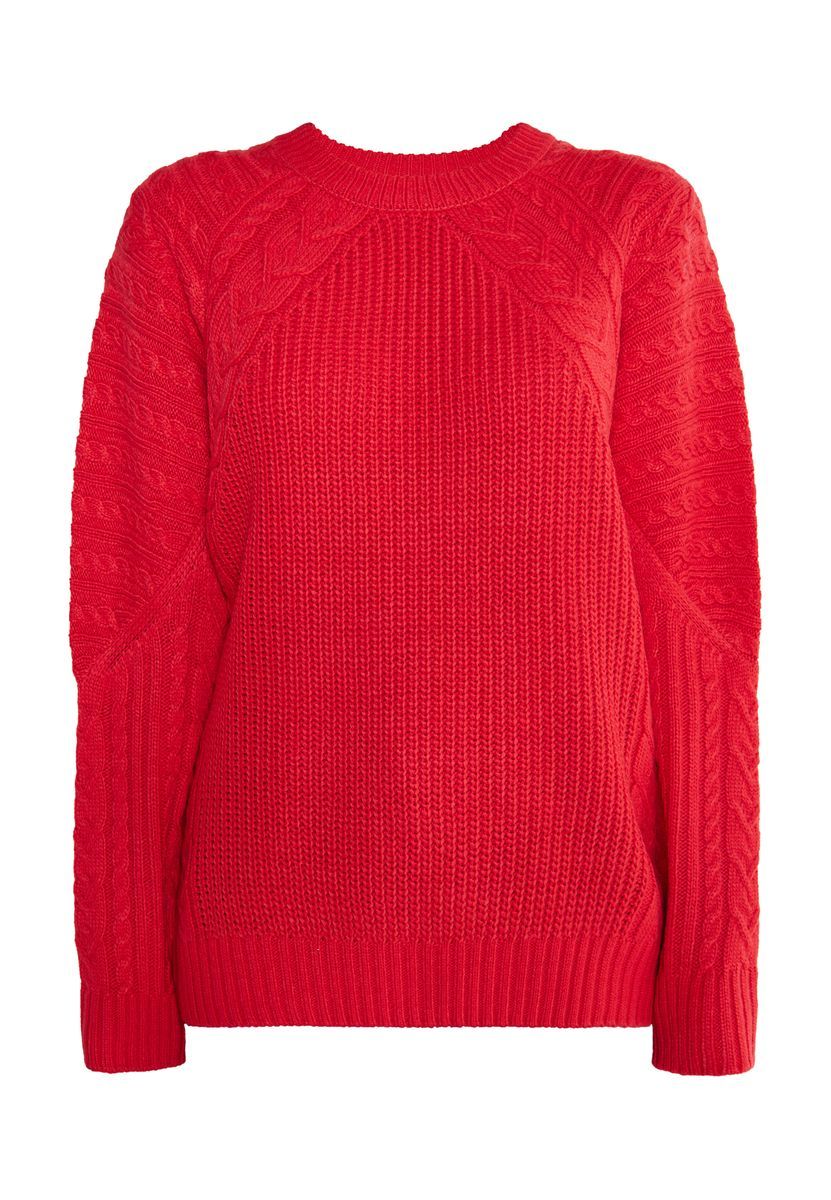 Kuscheliger Raglan-Zopfstrickpullover