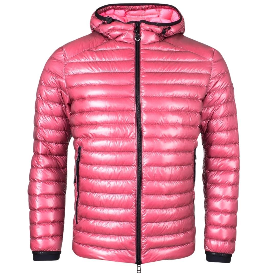 Glänzende Pufferjacke mit Kapuze