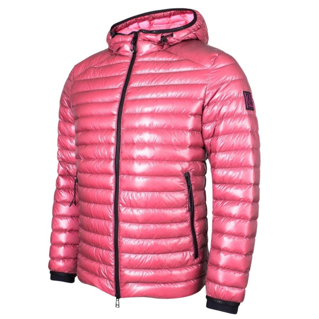 Glänzende Pufferjacke mit Kapuze