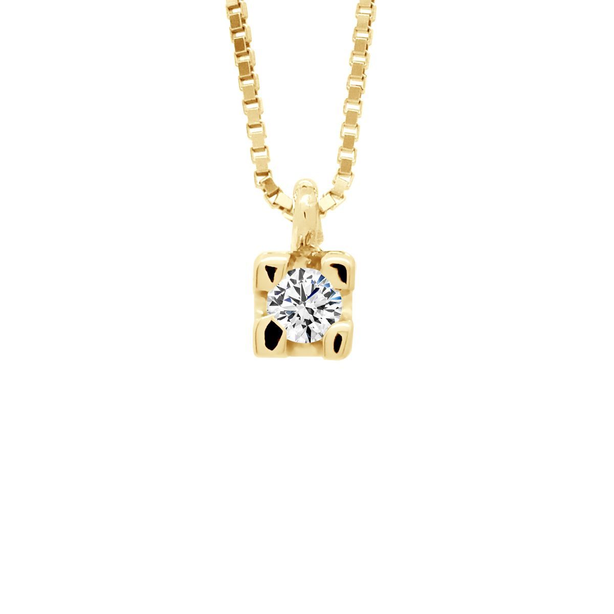 Diamant-Solitär Goldkette im venezianischen Stil