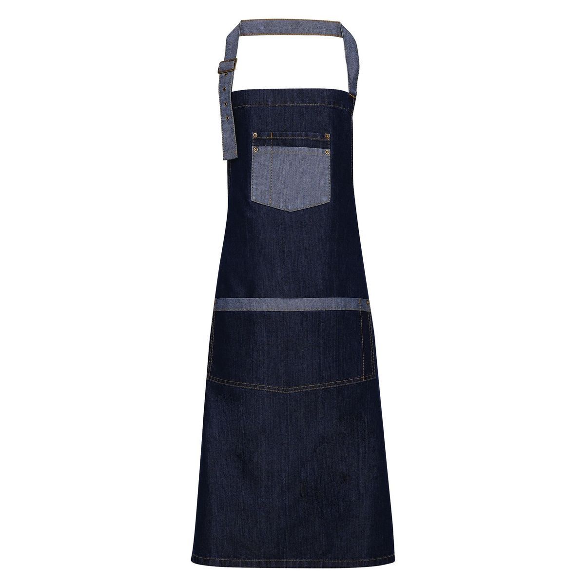 Zweifarbige Latzschürze aus Denim