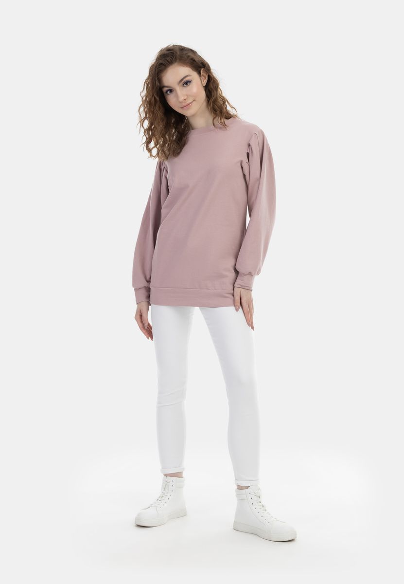 Longline-Sweatshirt mit Falten-Schultern