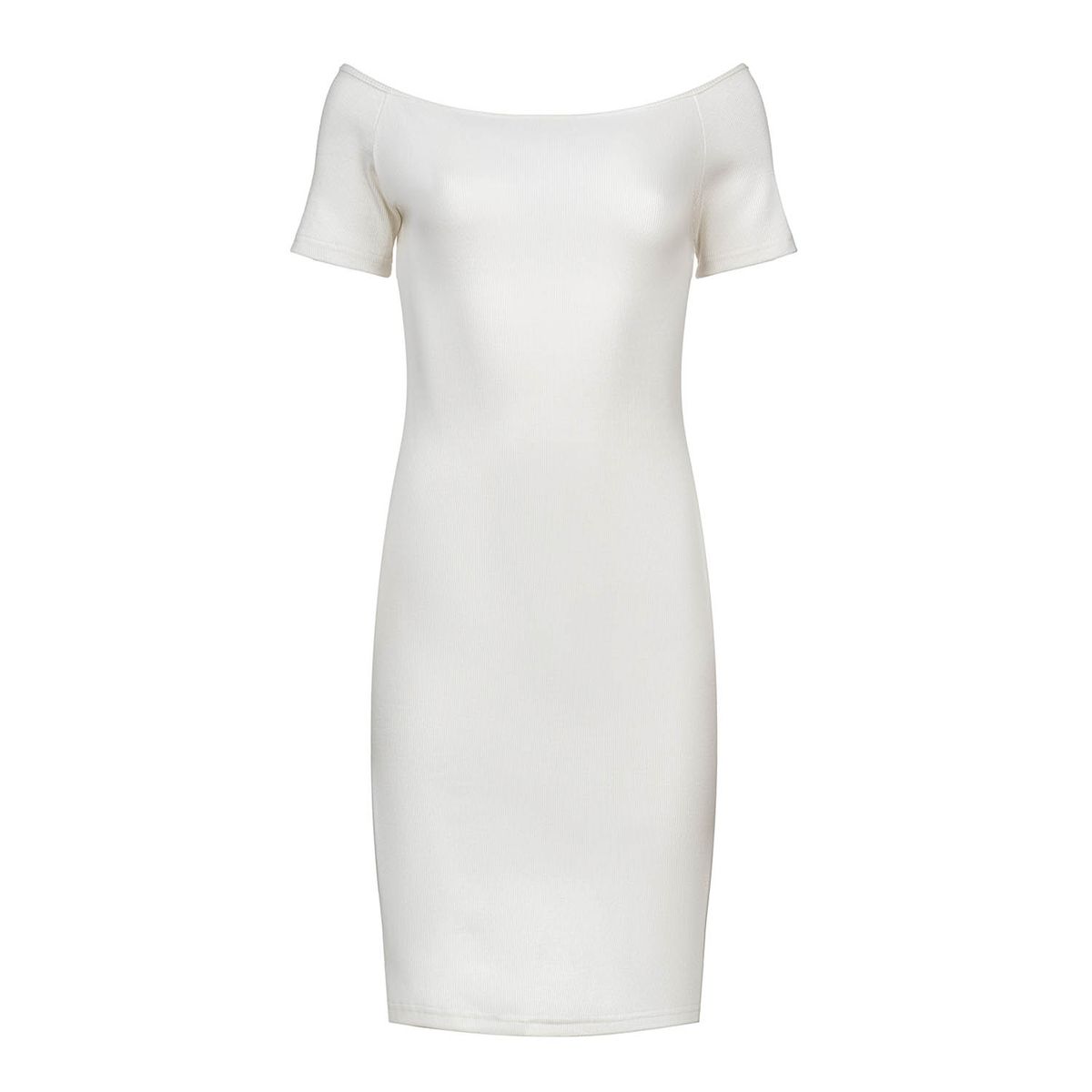 Schulterfreies geripptes Bodycon-Kleid