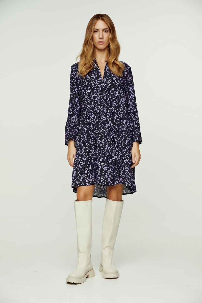 Mini-Stufenkleid mit Leoparden-Print