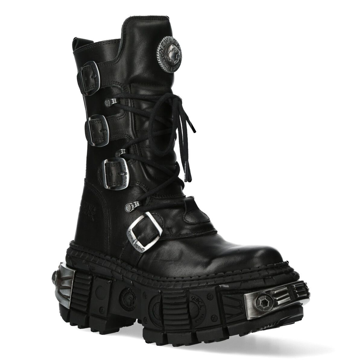 Ikonische Plateau-Stiefel mit Metallic-Besatz