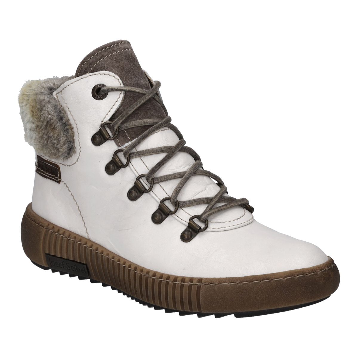 Gefütterte Leder-Schnürboots mit Webpelz