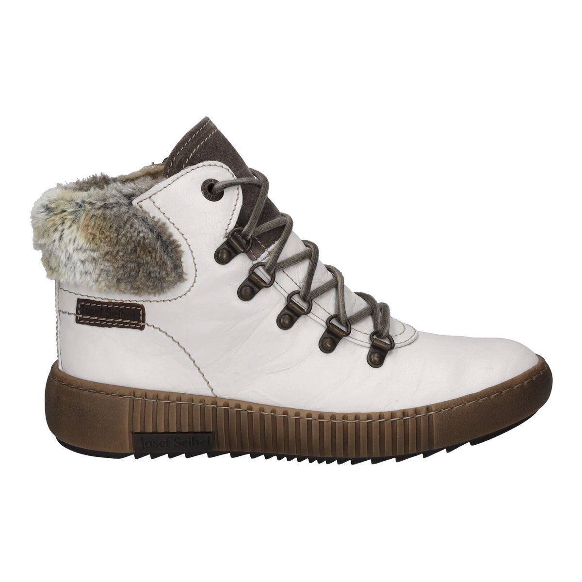 Gefütterte Leder-Schnürboots mit Webpelz