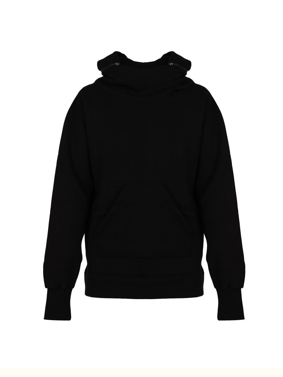 Minimalistischer Kapuzenpullover mit Reißverschlusskragen