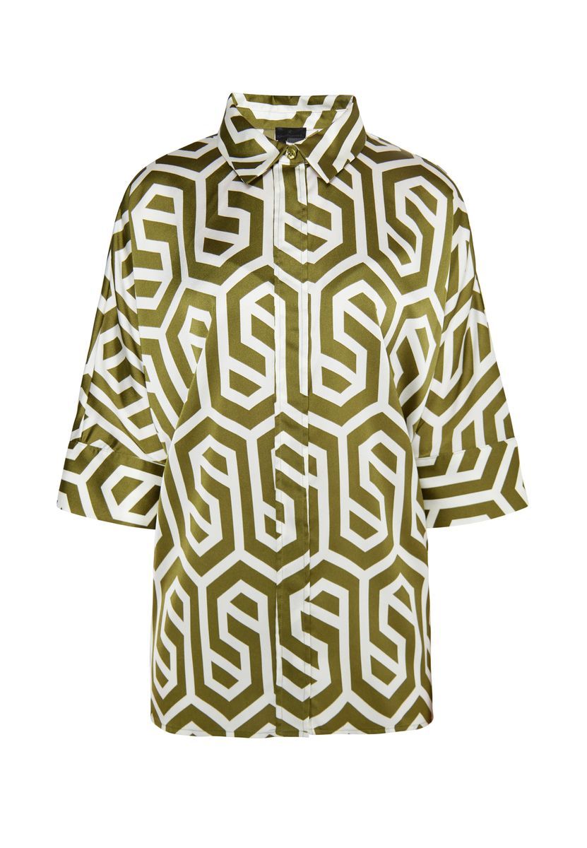 Satin-Hemdbluse mit geometrischem Print