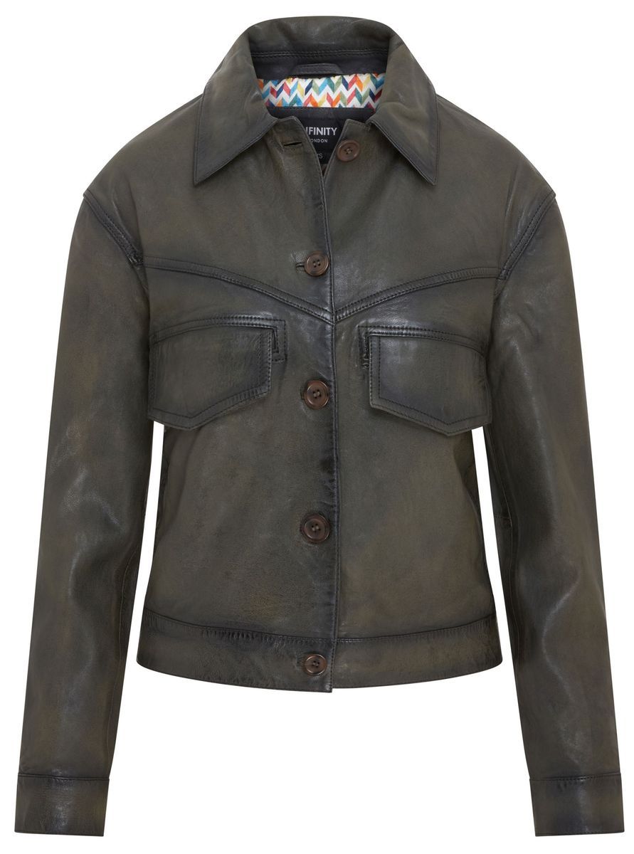 Lederjacke im Vintage-Stil mit Knöpfen