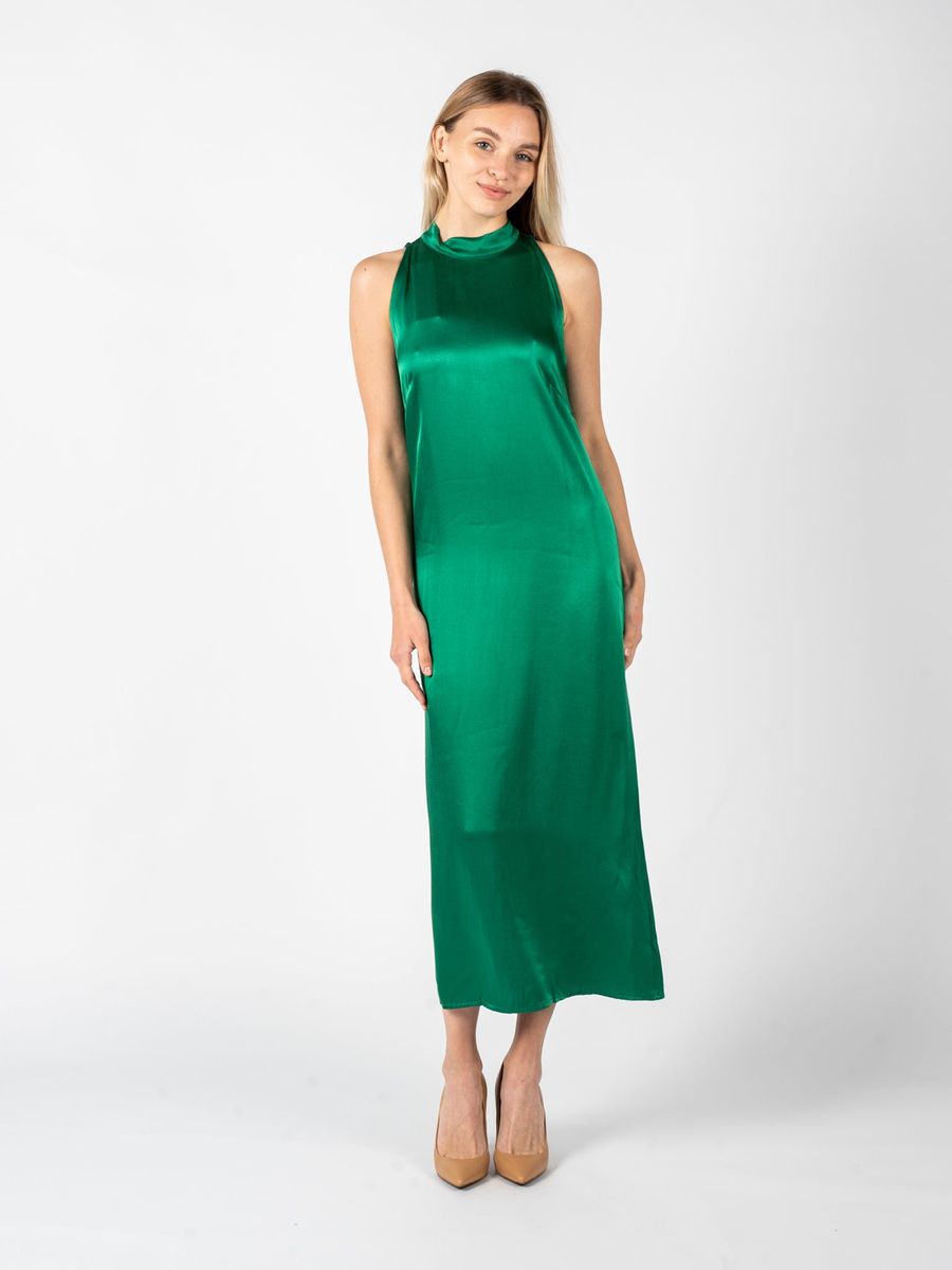 Elegantes Satin-Maxikleid mit Neckholder
