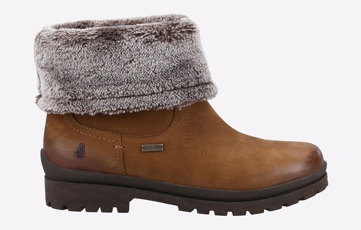 Wasserdichte Leder-Stiefeletten mit Kunstfell