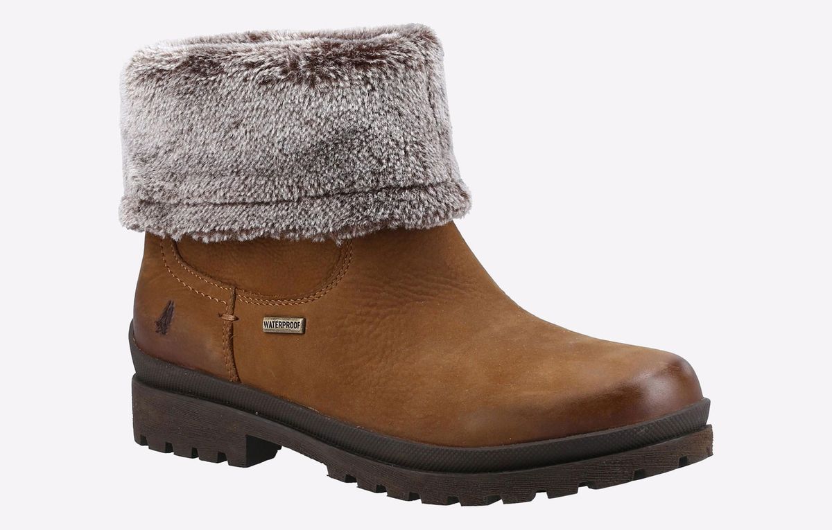 Wasserdichte Leder-Stiefeletten mit Kunstfell