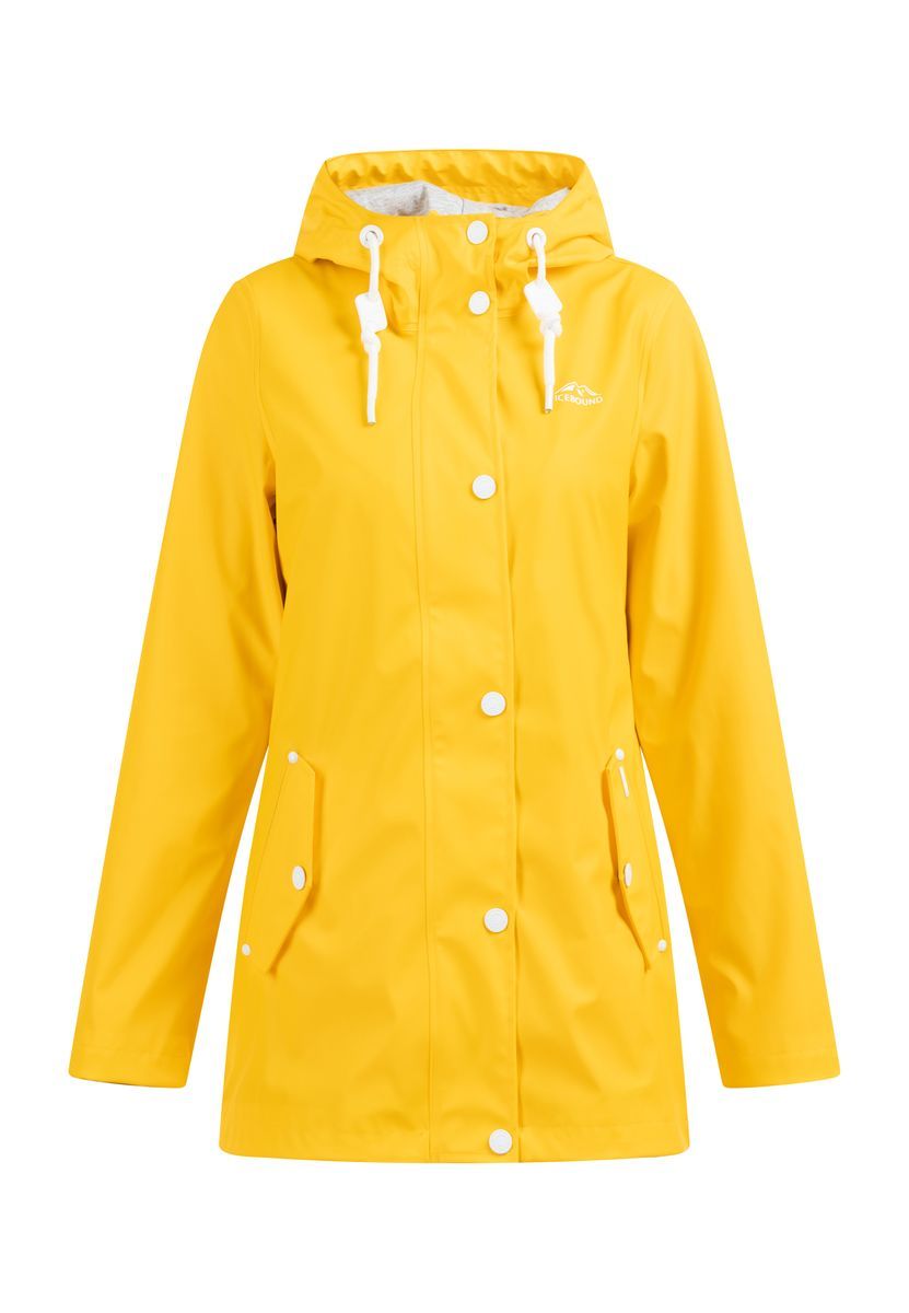 Wetterfeste Mittellange Regenjacke mit Kapuze