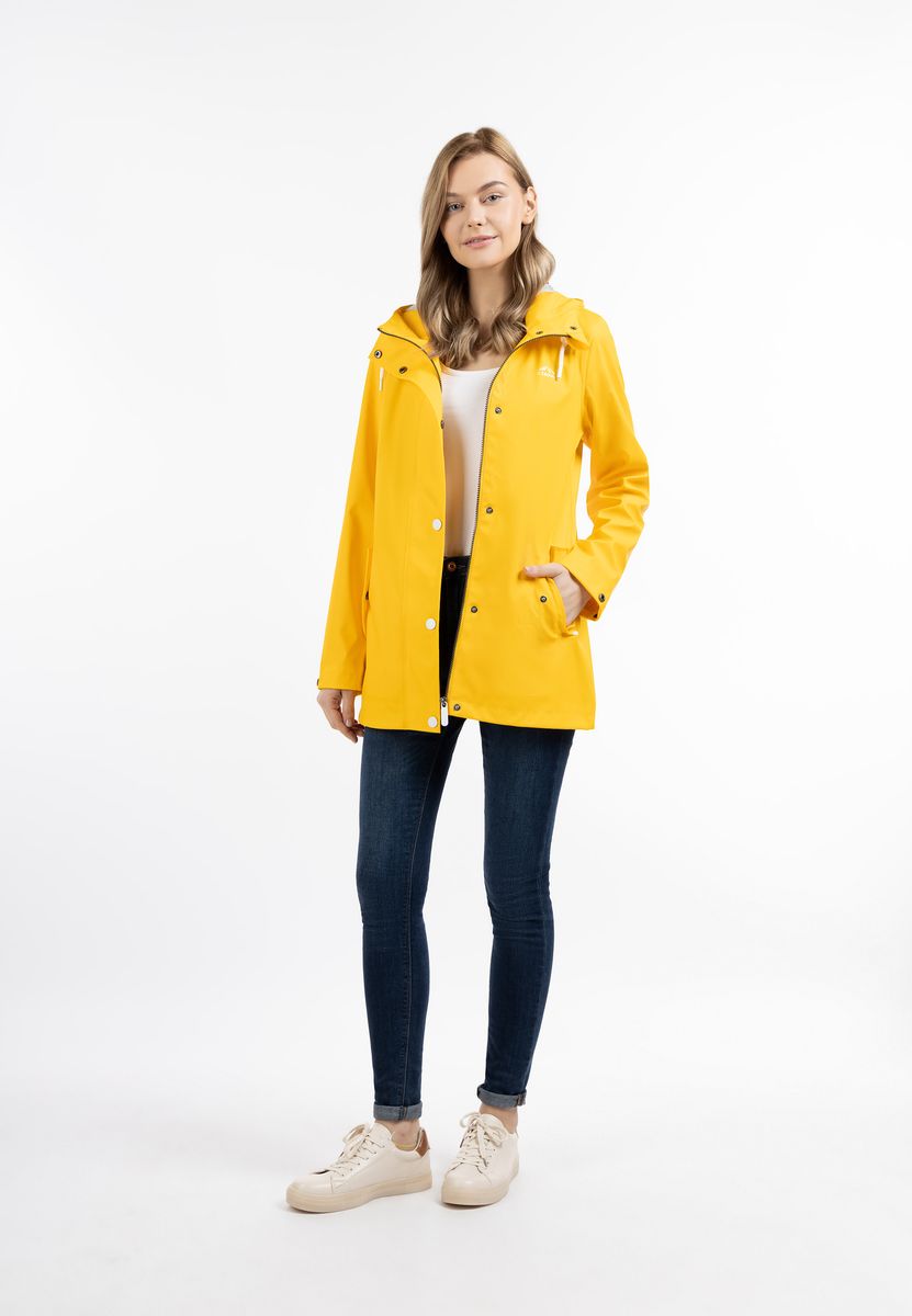 Wetterfeste Mittellange Regenjacke mit Kapuze