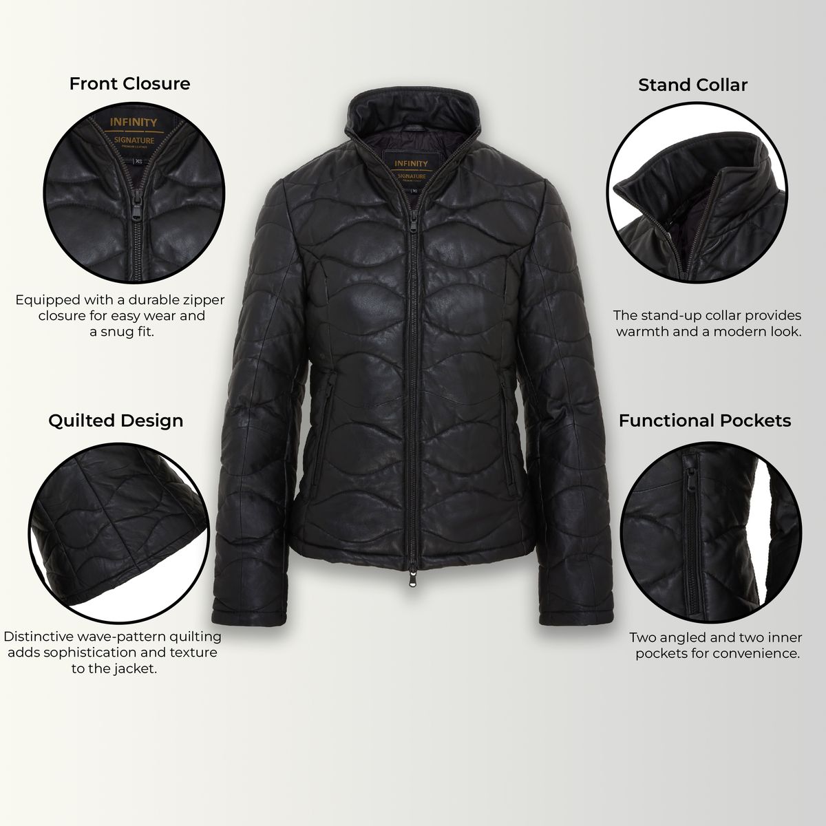 Gesteppte Pufferjacke aus Schafnappa