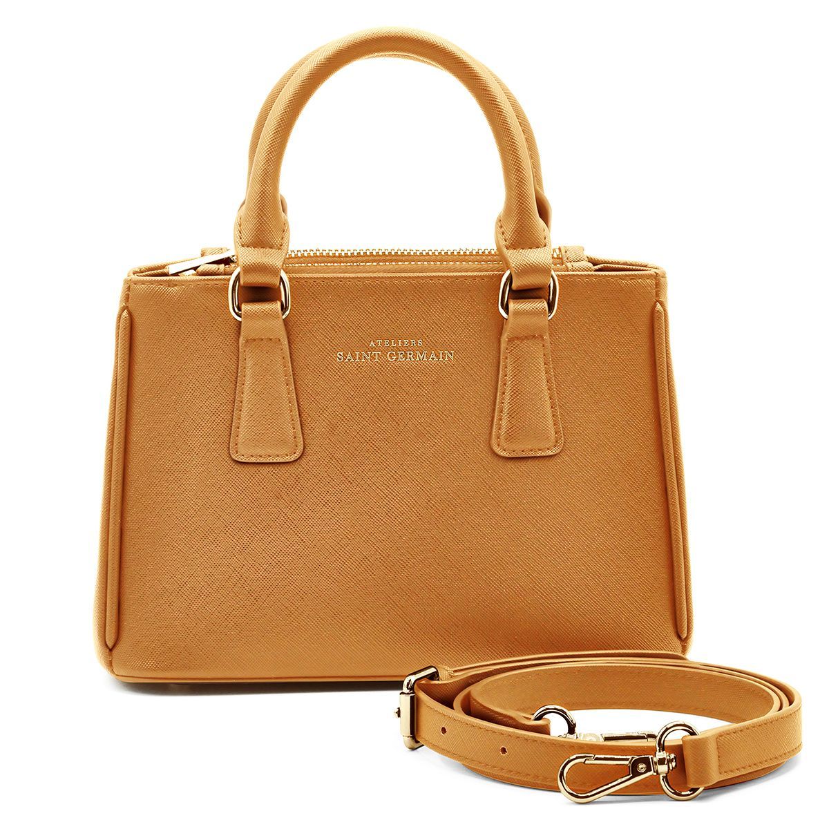 Strukturierte Saffiano Leder Henkeltasche