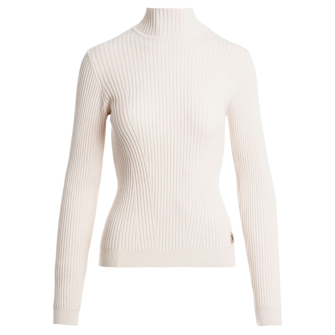Gerippter Strickpullover mit Stehkragen