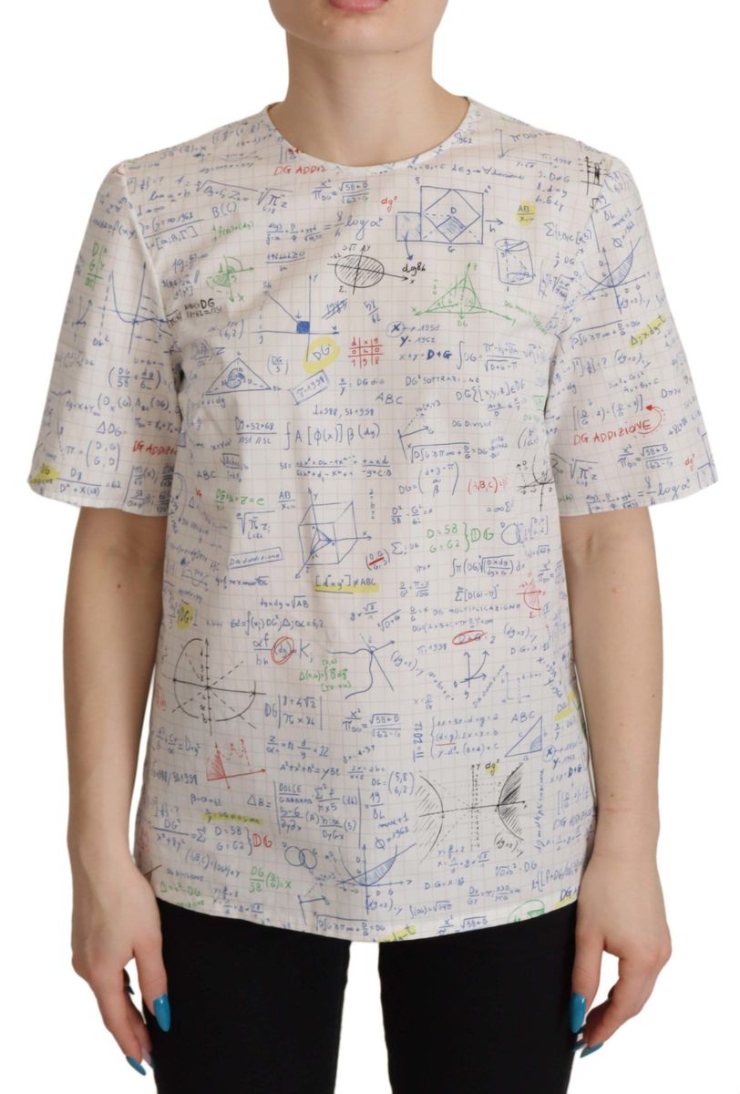 Baumwoll-T-Shirt mit Algebra-Druck